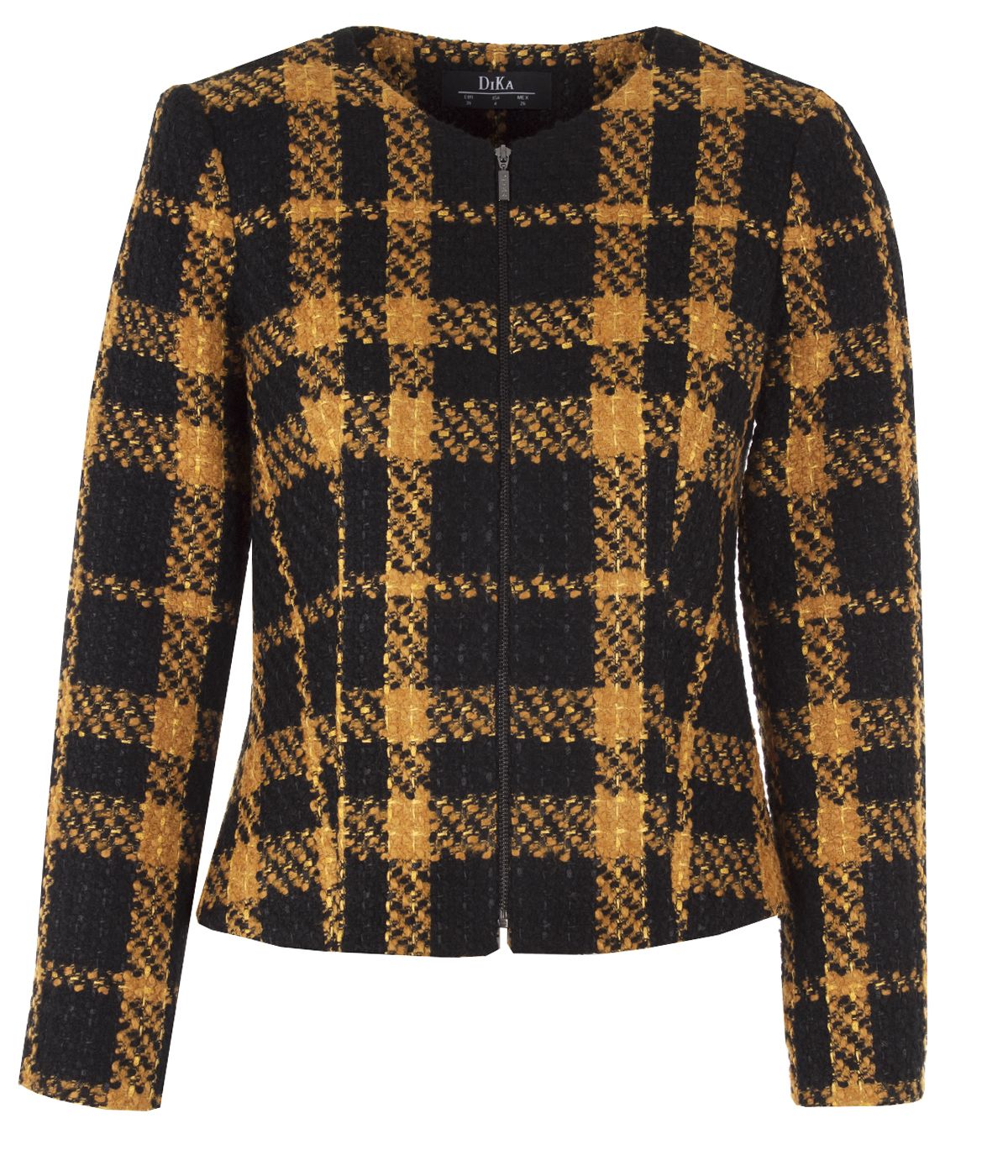 Checkered round-neck jacket with zipper, with acrylic, wool and rayon 0